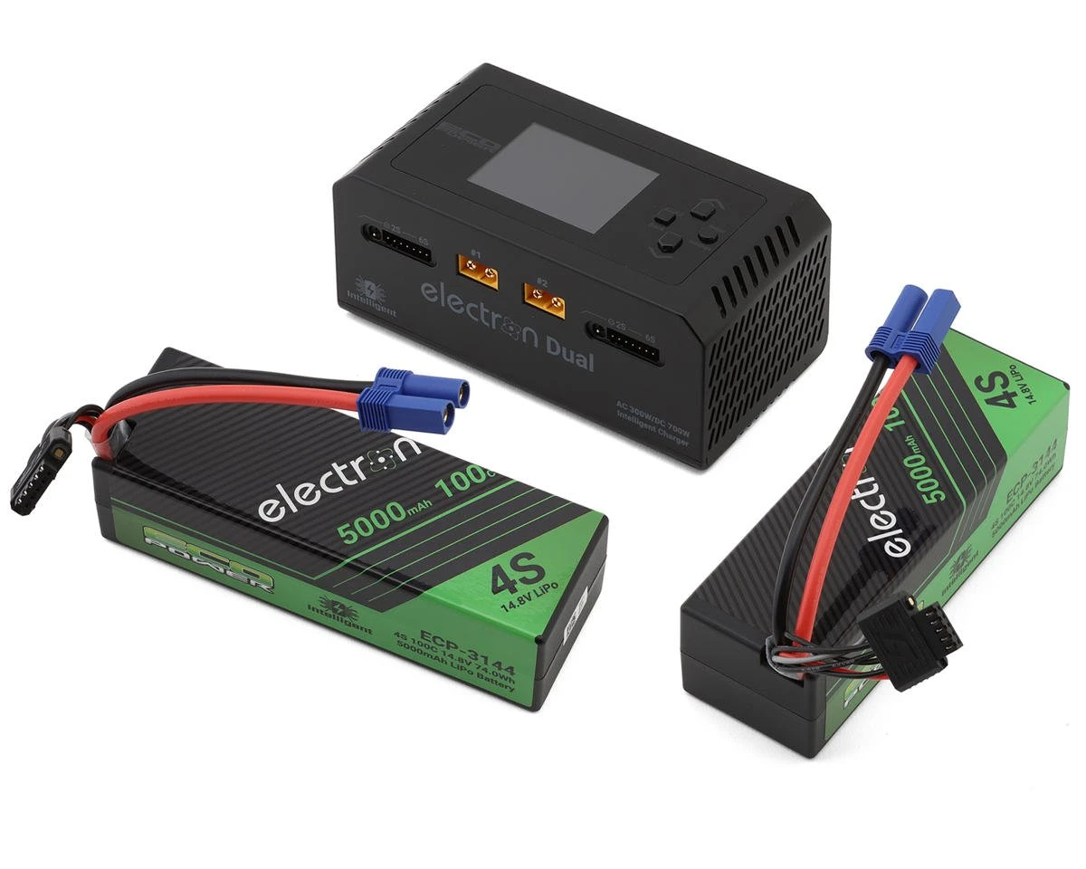 EcoPower Intelligent 2x4S 5000mAh EC5 LiPo Batteries/"Electron Dual" Charger Bundle (14.8V/100C) (AC-300W) (DC-350W X2) 1 EcoPower Intelligent 2x4S 5000mAh EC5 LiPo Batteries/"Electron Dual" Charger Bundle (14.8V/100C) (AC-300W) (DC-350W X2)