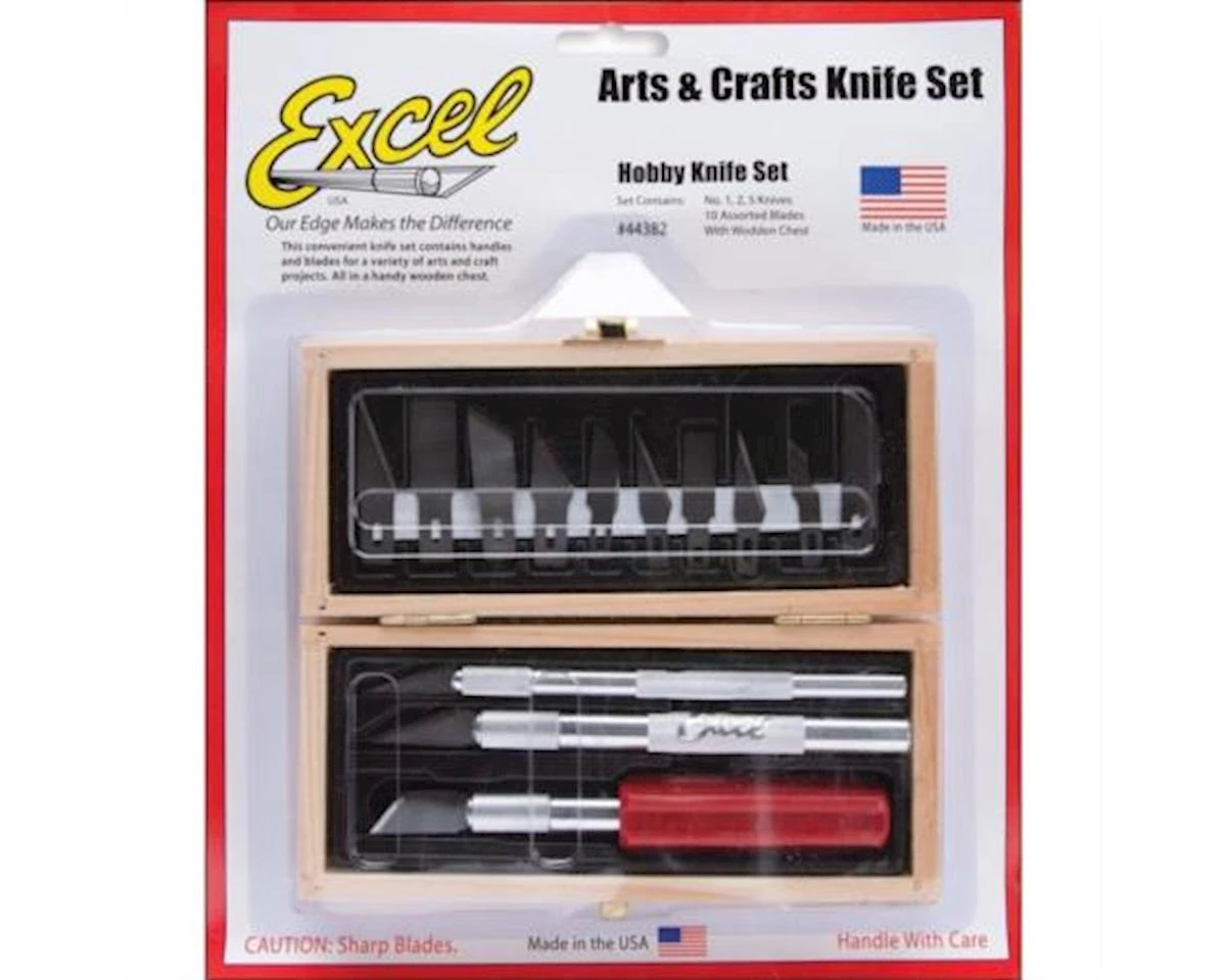 Excel Carded Hobby Knives Set W/Wood Box 1 Excel Carded Hobby Knives Set W/Wood Box