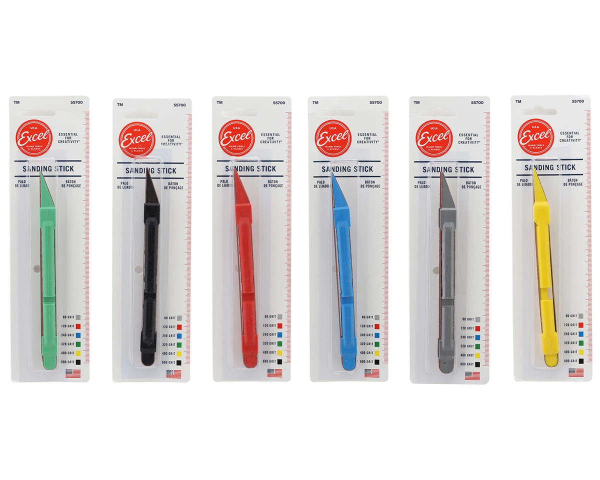 Excel Sanding Stick Assortment (6) W/Belts 1 Excel Sanding Stick Assortment (6) W/Belts
