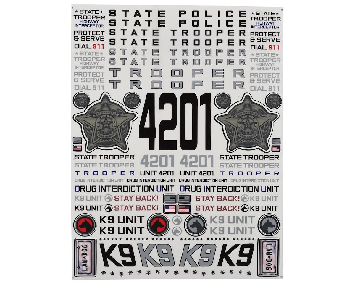 Firebrand RC State Trooper Decal Sheet (8.5x11") 1 Firebrand RC State Trooper Decal Sheet (8.5x11")