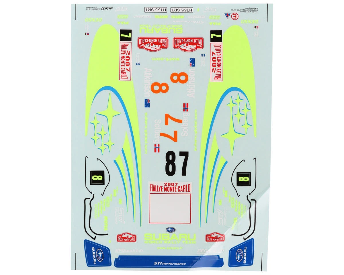 Killerbody Subaru Impreza WRC 2007 Racing Decal Sheet 1 Killerbody Subaru Impreza WRC 2007 Racing Decal Sheet
