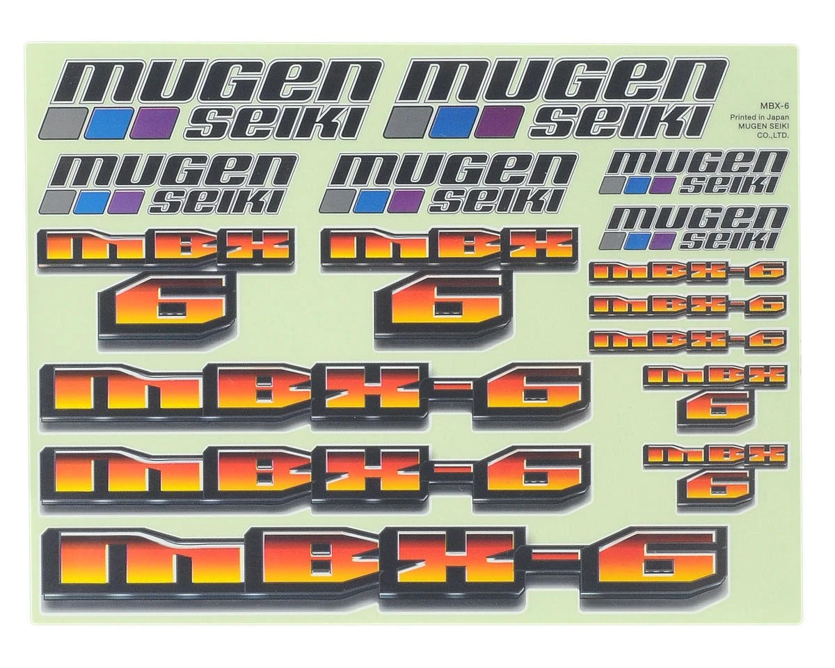 Mugen Seiki MBX6 Decal Sheet 1 Mugen Seiki MBX6 Decal Sheet
