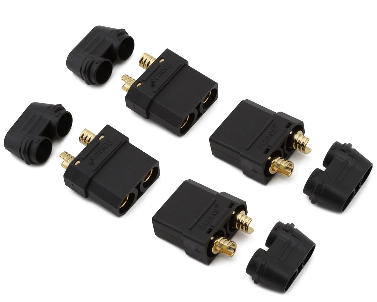Samix XT90 Connectors (Black) (4 Male) W/Wire Covers 2 Samix XT90 Connectors (Black) (4 Male) W/Wire Covers - Image 2