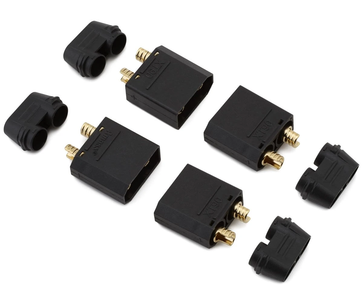 Samix XT90 Connectors (Black) (3 Male/3 Female) W/Wire Covers 1 Samix XT90 Connectors (Black) (3 Male/3 Female) W/Wire Covers