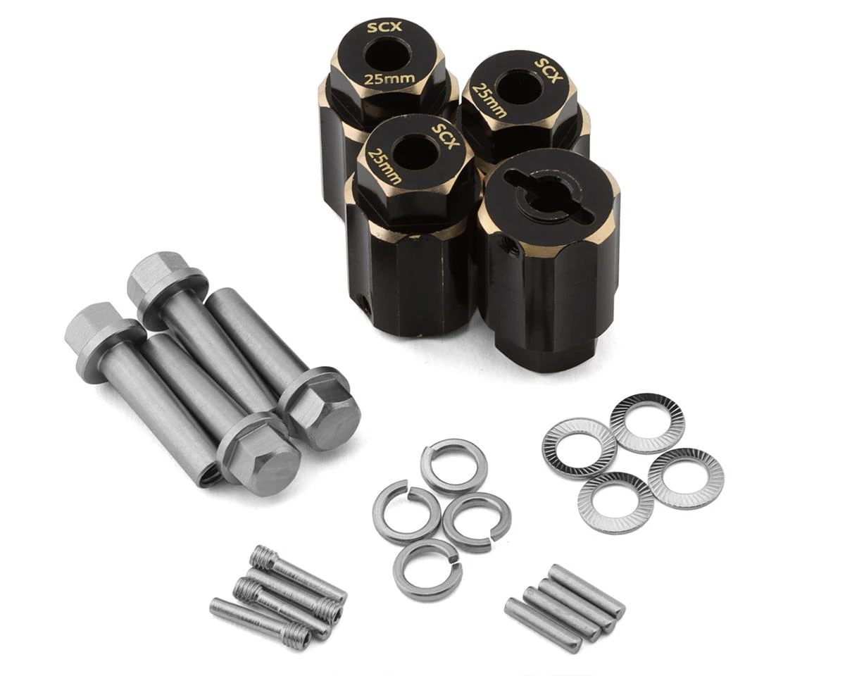 Samix Multi Crawler Extended Heavy Brass Wheel Hex Adapters (4) (Black) (10mm) (56g) 1 Samix Multi Crawler Extended Heavy Brass Wheel Hex Adapters (4) (Black) (10mm) (56g)