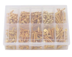 Samix Long Stainless Steel M3 Screw Set W/Plastic Box (Gold) (300) (Flat Head/Button Head)