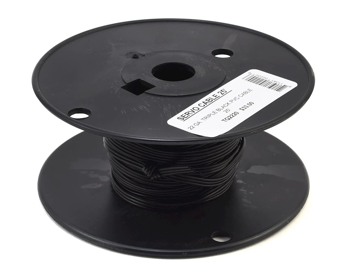 TQ Wire 22awg Triple Black Servo Wire Spool (Black) (25ft / 7.6m) 1 TQ Wire 22awg Triple Black Servo Wire Spool (Black) (25ft / 7.6m)