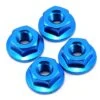 Yokomo 4mm Aluminum Serrated Flanged Nut (Blue) (4)